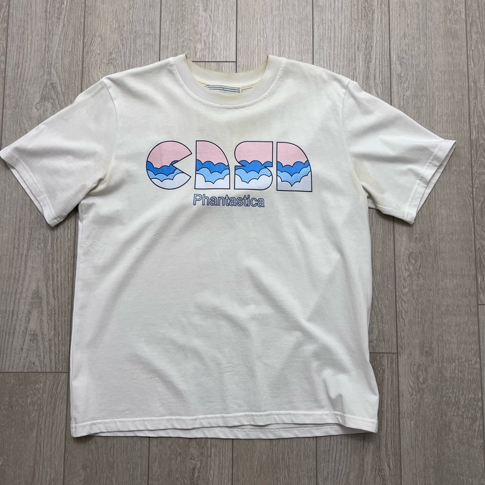 Casablanca Phantastica Graphic T-Shirt Cream Short Sleeve Tee Size Small
